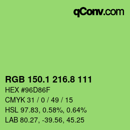 カラーコード: RGB 150.1 216.8 111 | qconv.com