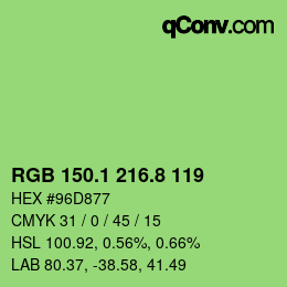 カラーコード: RGB 150.1 216.8 119 | qconv.com