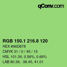 カラーコード: RGB 150.1 216.8 120 | qconv.com