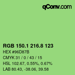 カラーコード: RGB 150.1 216.8 123 | qconv.com