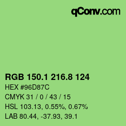 カラーコード: RGB 150.1 216.8 124 | qconv.com