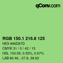 カラーコード: RGB 150.1 216.8 125 | qconv.com