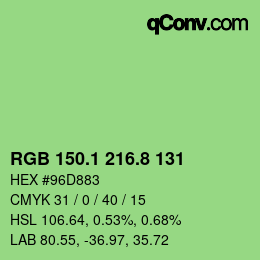 カラーコード: RGB 150.1 216.8 131 | qconv.com