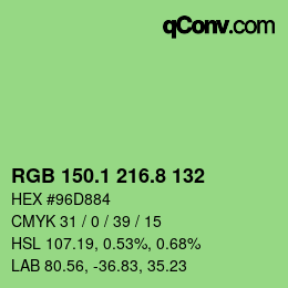 カラーコード: RGB 150.1 216.8 132 | qconv.com