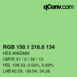 カラーコード: RGB 150.1 216.8 134 | qconv.com