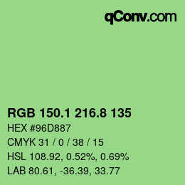 カラーコード: RGB 150.1 216.8 135 | qconv.com