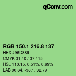 カラーコード: RGB 150.1 216.8 137 | qconv.com