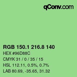 カラーコード: RGB 150.1 216.8 140 | qconv.com