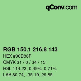 カラーコード: RGB 150.1 216.8 143 | qconv.com