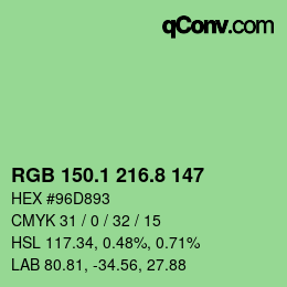 カラーコード: RGB 150.1 216.8 147 | qconv.com