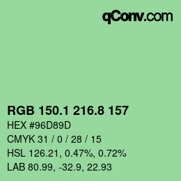 カラーコード: RGB 150.1 216.8 157 | qconv.com