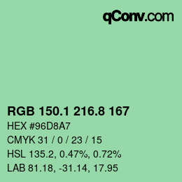 Color code: RGB 150.1 216.8 167 | qconv.com