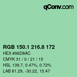 Color code: RGB 150.1 216.8 172 | qconv.com