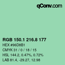 Color code: RGB 150.1 216.8 177 | qconv.com