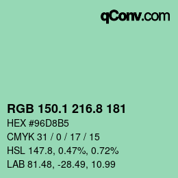 Color code: RGB 150.1 216.8 181 | qconv.com