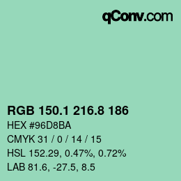 Color code: RGB 150.1 216.8 186 | qconv.com