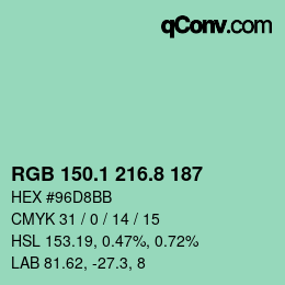 Color code: RGB 150.1 216.8 187 | qconv.com