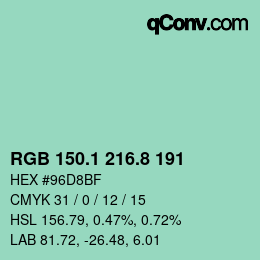 Color code: RGB 150.1 216.8 191 | qconv.com
