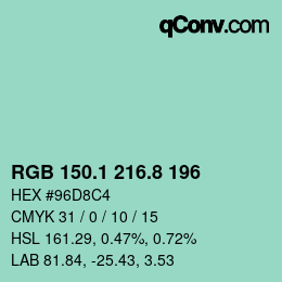 Color code: RGB 150.1 216.8 196 | qconv.com