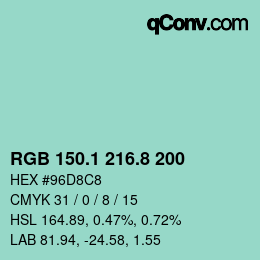 カラーコード: RGB 150.1 216.8 200 | qconv.com