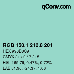 Farbcode: RGB 150.1 216.8 201 | qconv.com