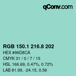 Color code: RGB 150.1 216.8 202 | qconv.com