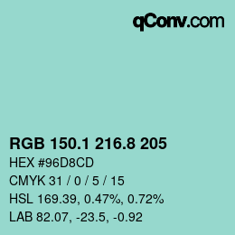 Color code: RGB 150.1 216.8 205 | qconv.com