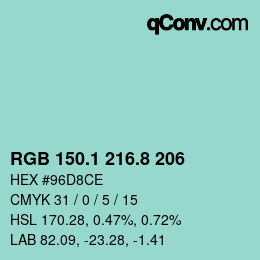 Código de color: RGB 150.1 216.8 206 | qconv.com