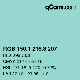 Farbcode: RGB 150.1 216.8 207 | qconv.com