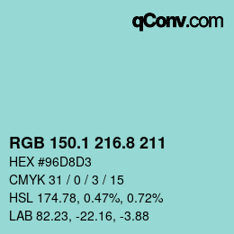 Color code: RGB 150.1 216.8 211 | qconv.com