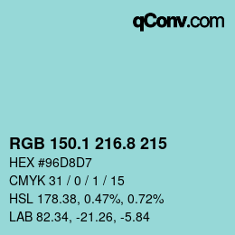 Color code: RGB 150.1 216.8 215 | qconv.com
