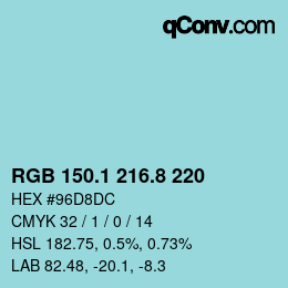 Farbcode: RGB 150.1 216.8 220 | qconv.com