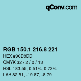 Color code: RGB 150.1 216.8 221 | qconv.com