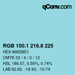 Color code: RGB 150.1 216.8 225 | qconv.com