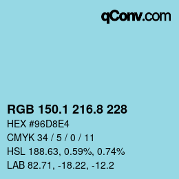 カラーコード: RGB 150.1 216.8 228 | qconv.com