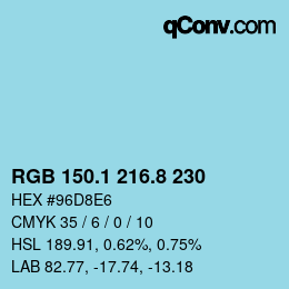 Color code: RGB 150.1 216.8 230 | qconv.com