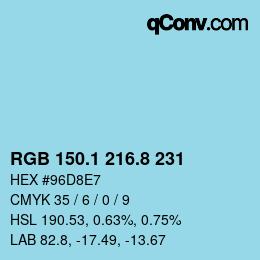 Color code: RGB 150.1 216.8 231 | qconv.com
