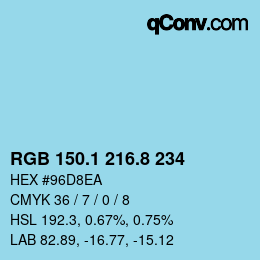 Color code: RGB 150.1 216.8 234 | qconv.com