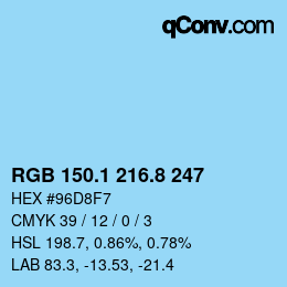 カラーコード: RGB 150.1 216.8 247 | qconv.com