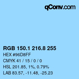 Color code: RGB 150.1 216.8 255 | qconv.com
