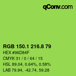 カラーコード: RGB 150.1 216.8 79 | qconv.com