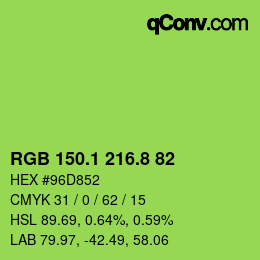 カラーコード: RGB 150.1 216.8 82 | qconv.com