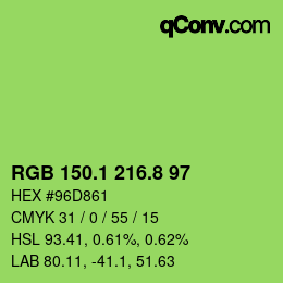 カラーコード: RGB 150.1 216.8 97 | qconv.com