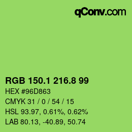 カラーコード: RGB 150.1 216.8 99 | qconv.com