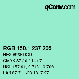 カラーコード: RGB 150.1 237 205 | qconv.com