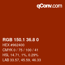 Color code: RGB 150.1 36.8 0 | qconv.com