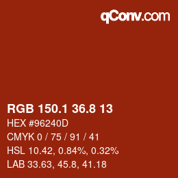 Color code: RGB 150.1 36.8 13 | qconv.com