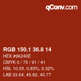 Color code: RGB 150.1 36.8 14 | qconv.com