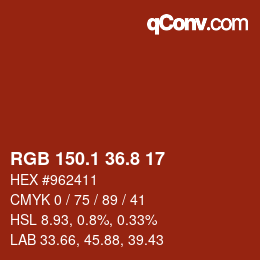 カラーコード: RGB 150.1 36.8 17 | qconv.com