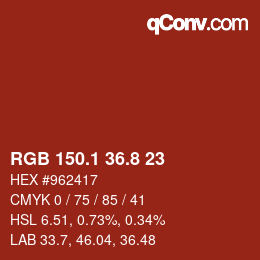 Color code: RGB 150.1 36.8 23 | qconv.com